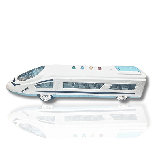 360° Musical Bullet Train Toy with Flashing Lights & Sound | Friction Powered High Speed Train for Kids