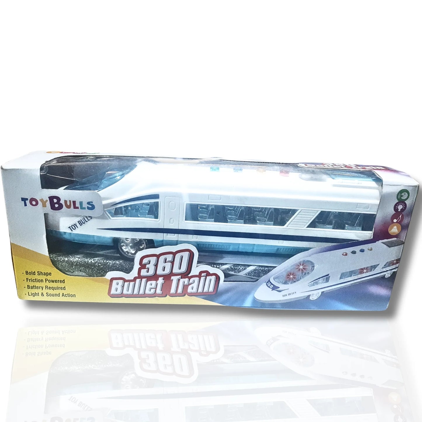360° Musical Bullet Train Toy with Flashing Lights & Sound | Friction Powered High Speed Train for Kids