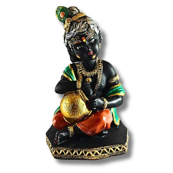 Sanwala Makhan Chor Krishna Idol | Spiritual Showpiece for Home Decor, Puja Room & Janmashtami Gifting