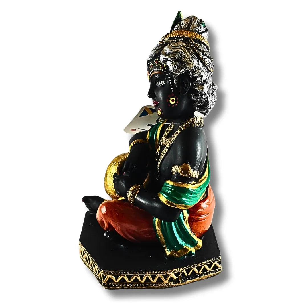 Sanwala Makhan Chor Krishna Idol | Spiritual Showpiece for Home Decor, Puja Room & Janmashtami Gifting