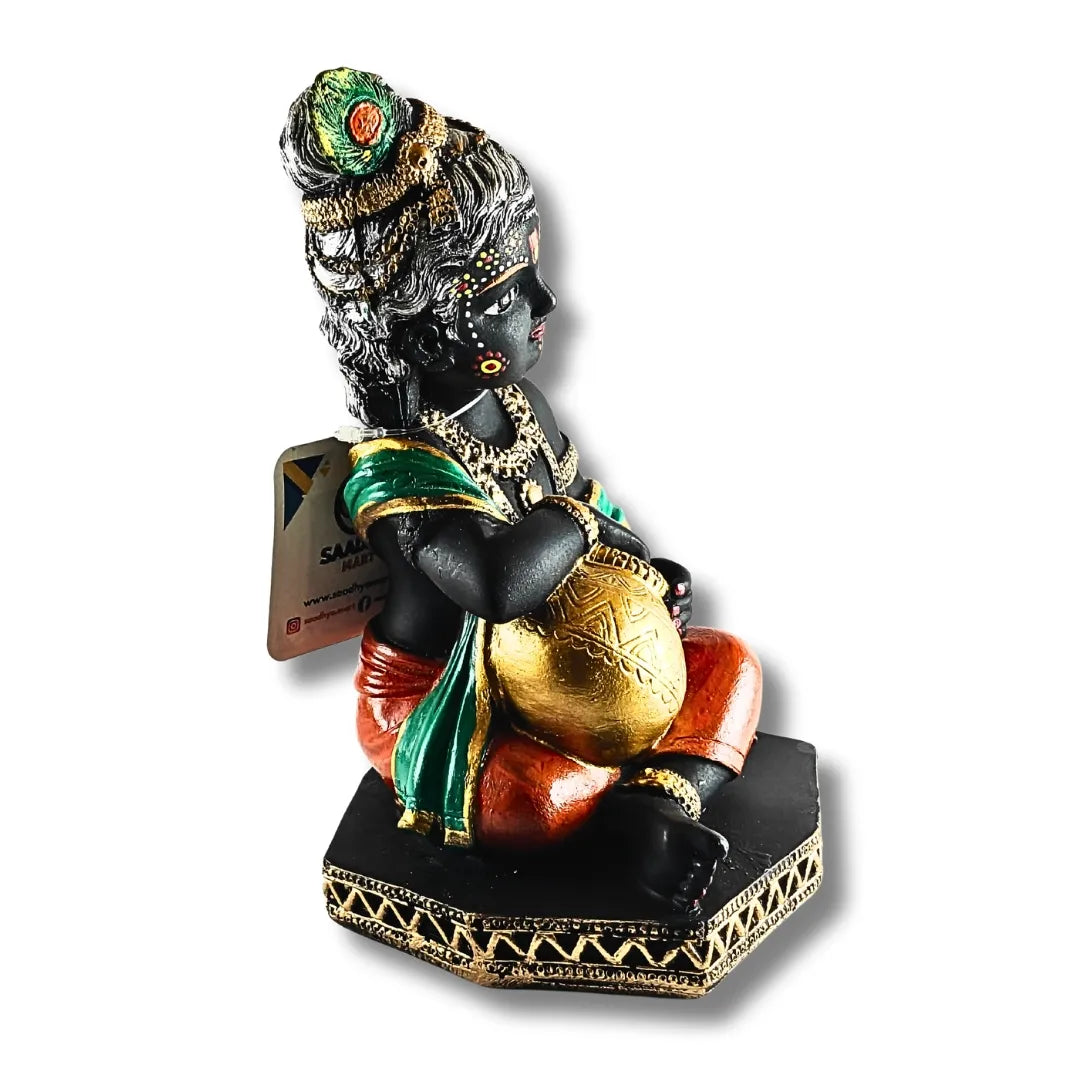 Sanwala Makhan Chor Krishna Idol | Spiritual Showpiece for Home Decor, Puja Room & Janmashtami Gifting