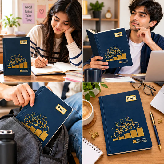 Shape B5 Classic Series – Golden Bicycle Together Unruled Notebook, 192 Pages