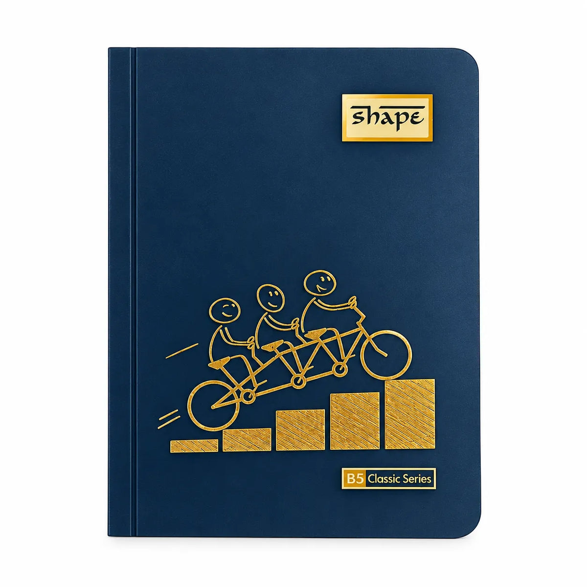 Shape B5 Classic Series – Golden Bicycle Together Unruled Notebook, 192 Pages