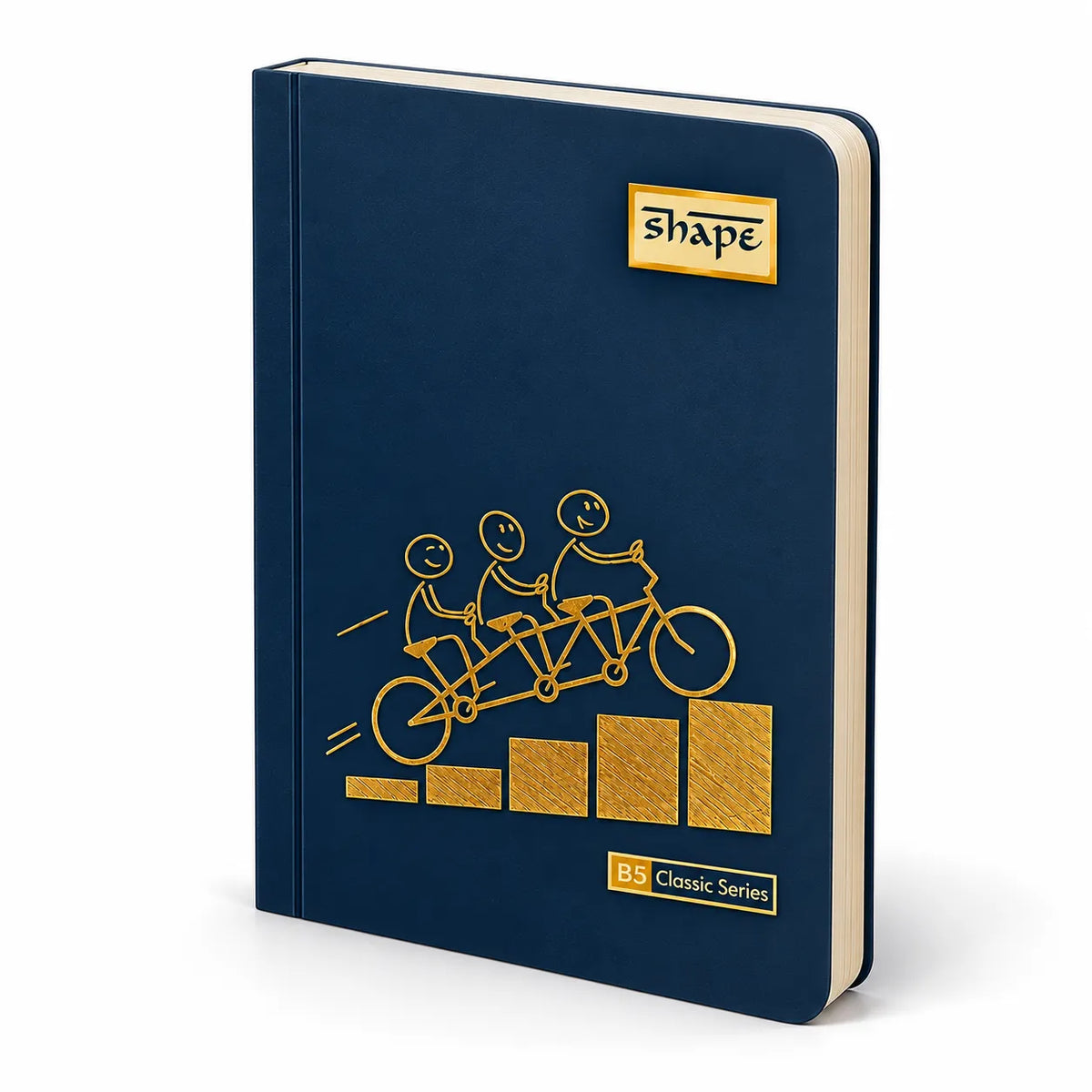 Shape B5 Classic Series – Golden Bicycle Together Unruled Notebook, 192 Pages