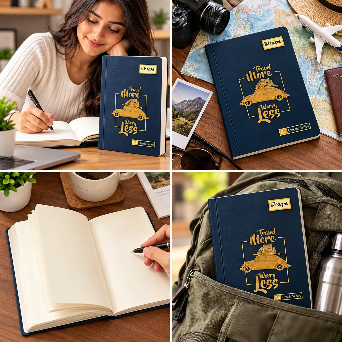 Shape Travel More Worry Less B5 Classic Series Notebook
