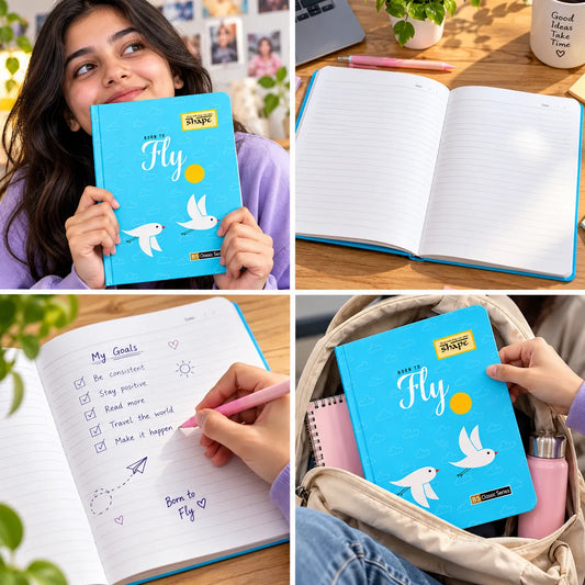 Sky Blue “Born to Fly” B5 Classic Series Soft Cover Ruled Notebook – 16 × 21 cm