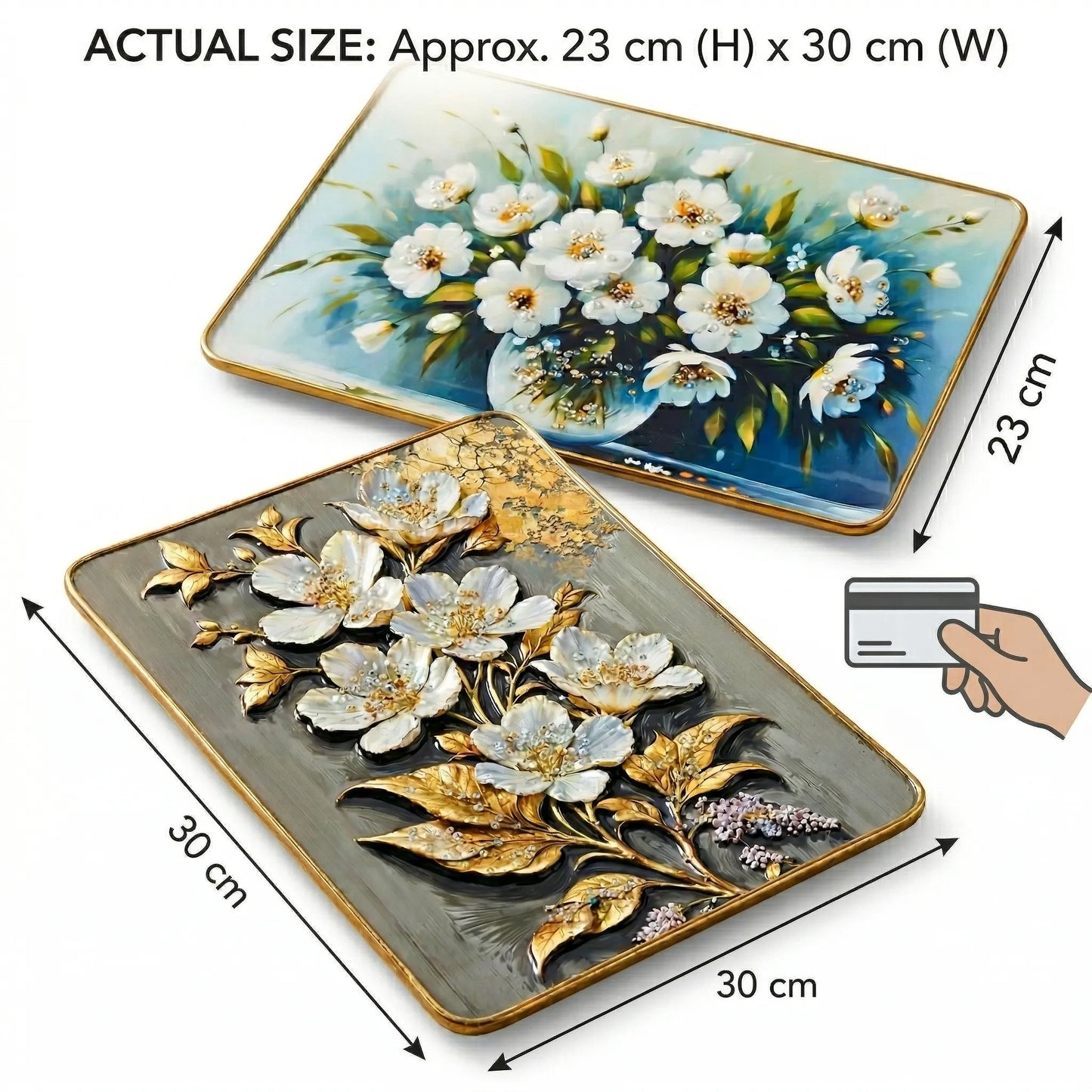 3D Floral Wall Art Set (2 Panels) – Luxury White Flower Crystal Wall Decor for Living Room, Bedroom & Office
