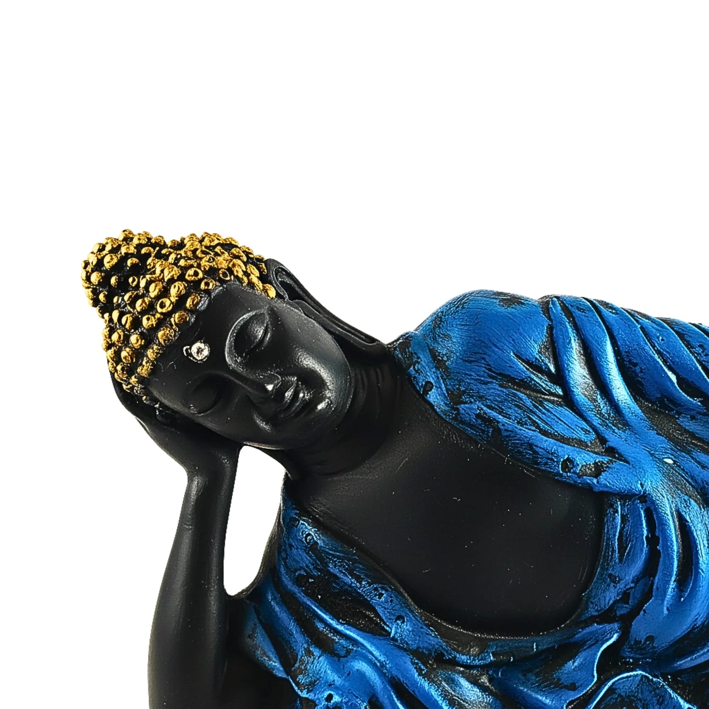 Blue Reclining Buddha Statue | 28cm Artistic Showpiece for Peace & Calm