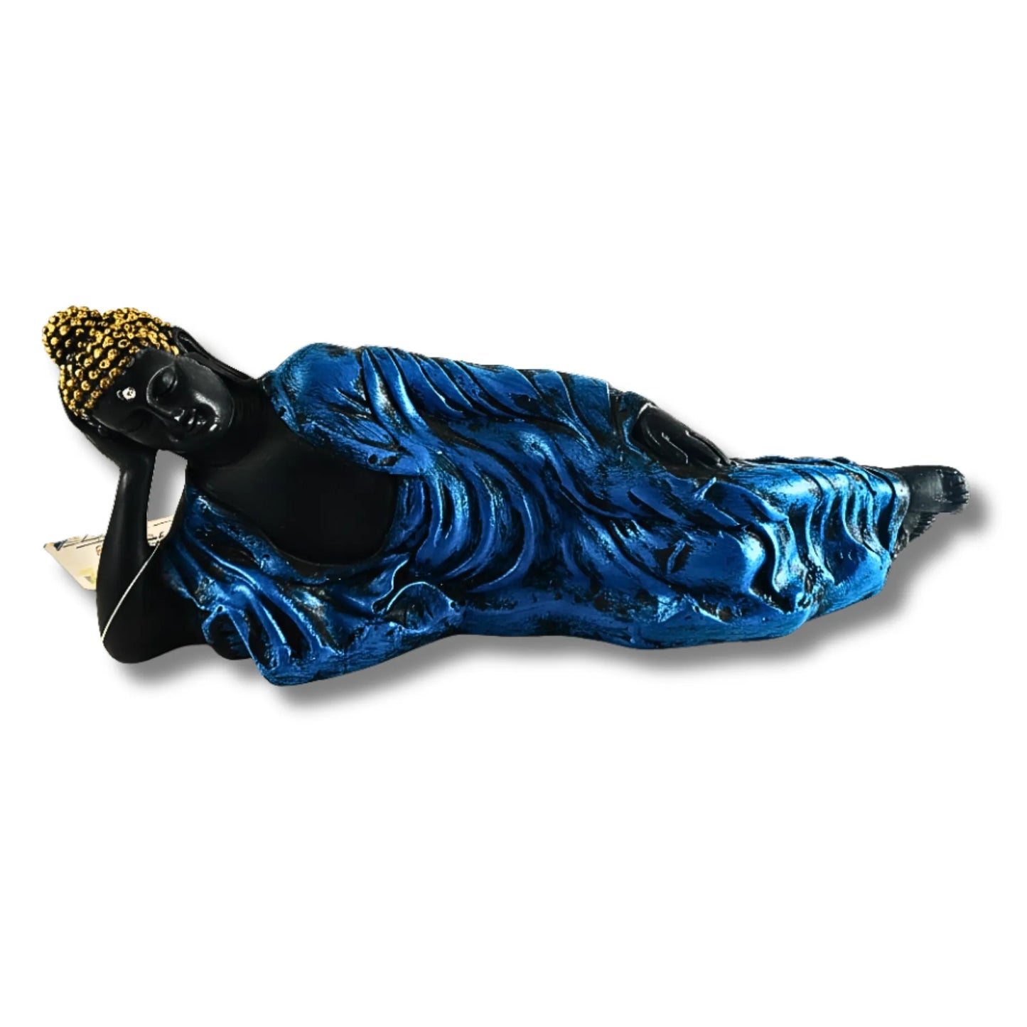 Blue Reclining Buddha Statue | 28cm Artistic Showpiece for Peace & Calm
