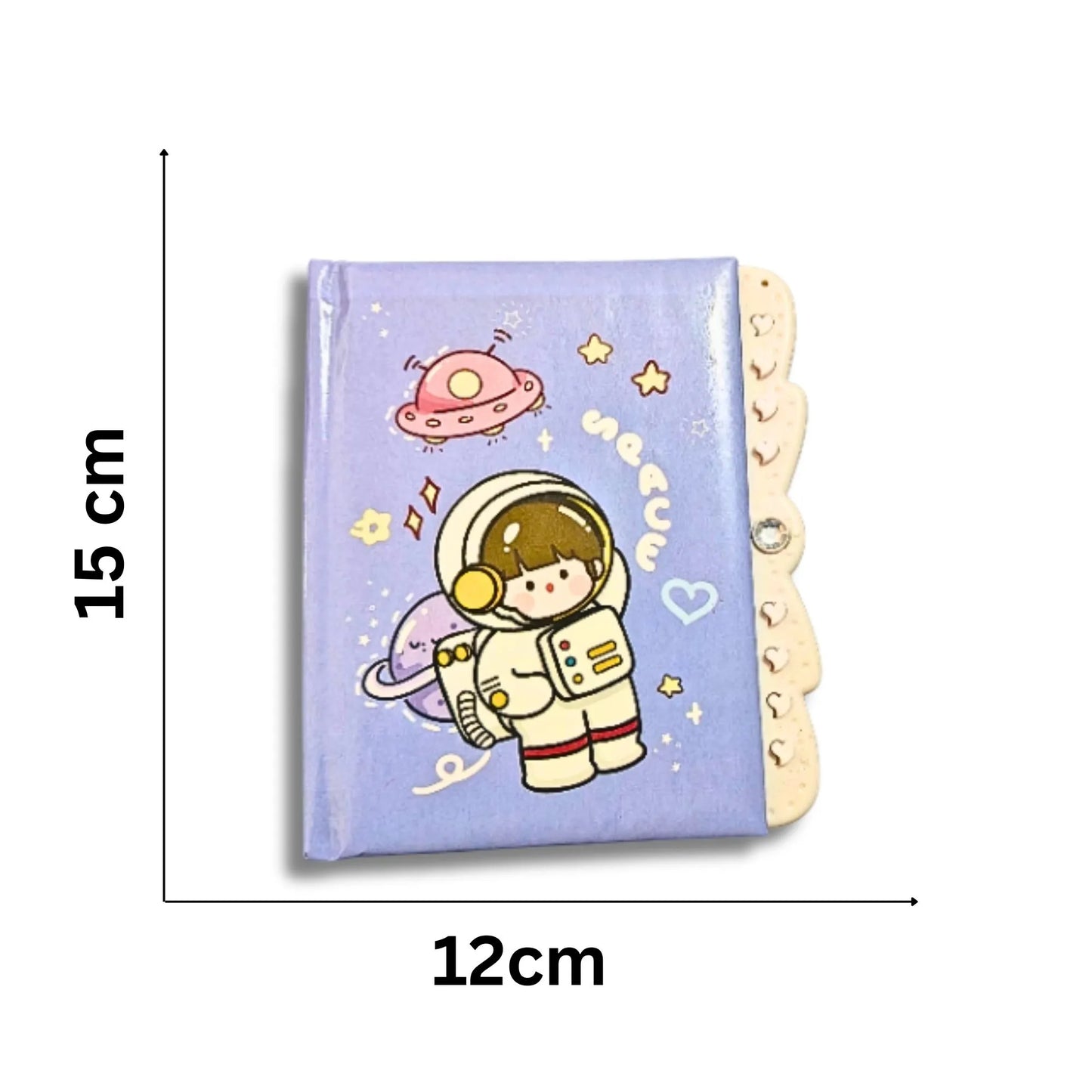 Space Astronaut Lock Diary 12 × 15 cm with Key