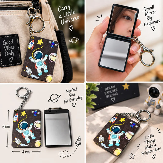 Space Explorer Pocket Mirror Keychain