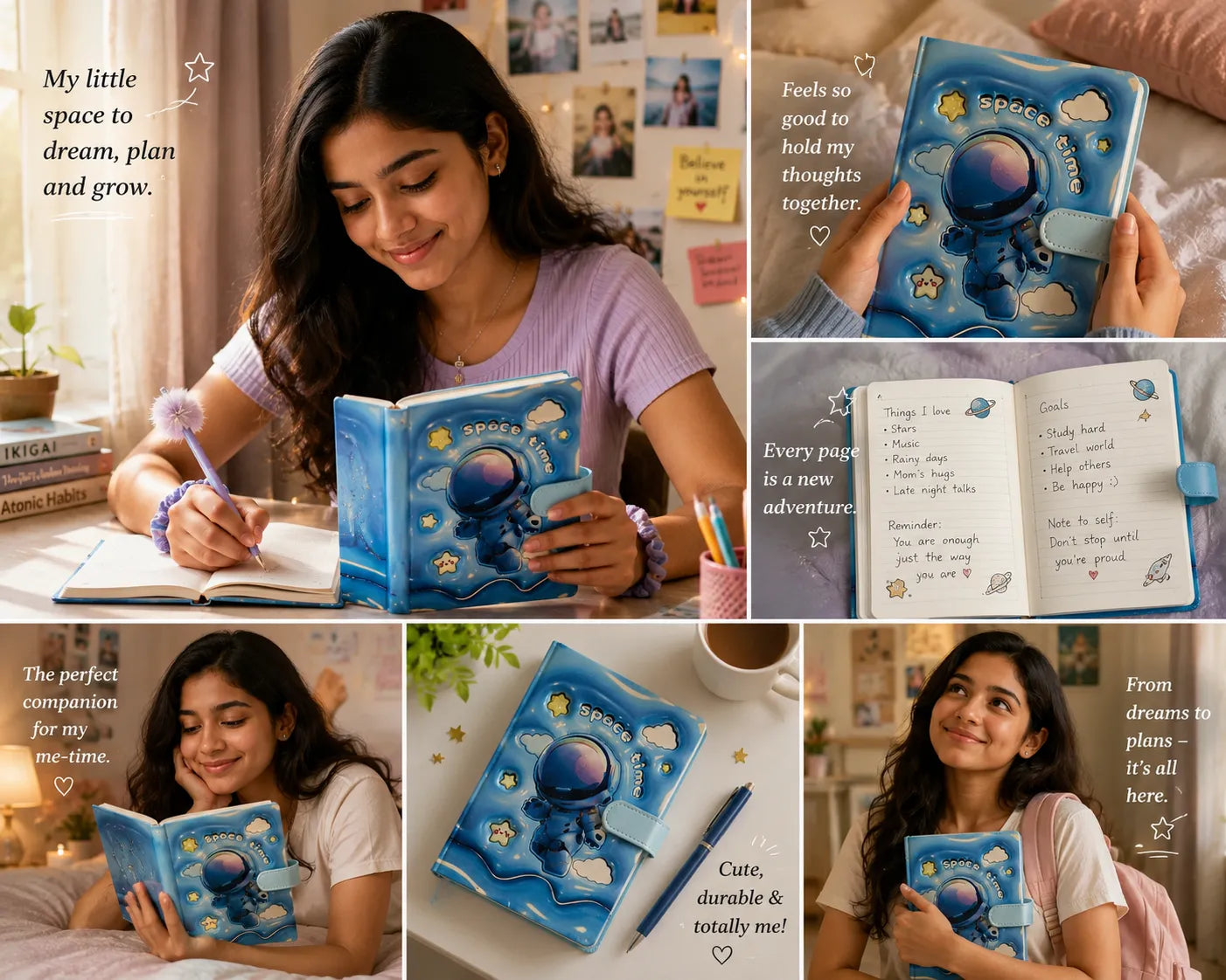 Cute Astronaut Ruled Diary