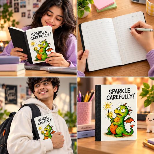 Sparkle Carefully! Dragon Notebook – B6 Soft Cover Ruled Notebook, 192 Pages
