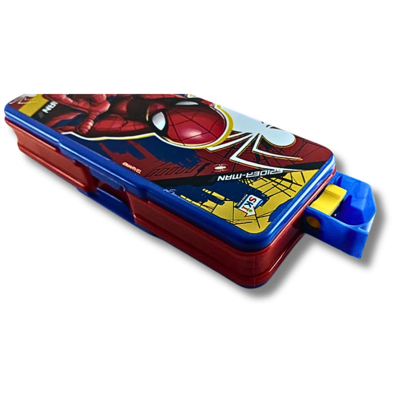 Spider-Man Pencil Box with Built-in Sharpener & Timetable Card | Marvel Superhero School Pencil Case for Kids | Multi-Compartment Stationery Organizer Box