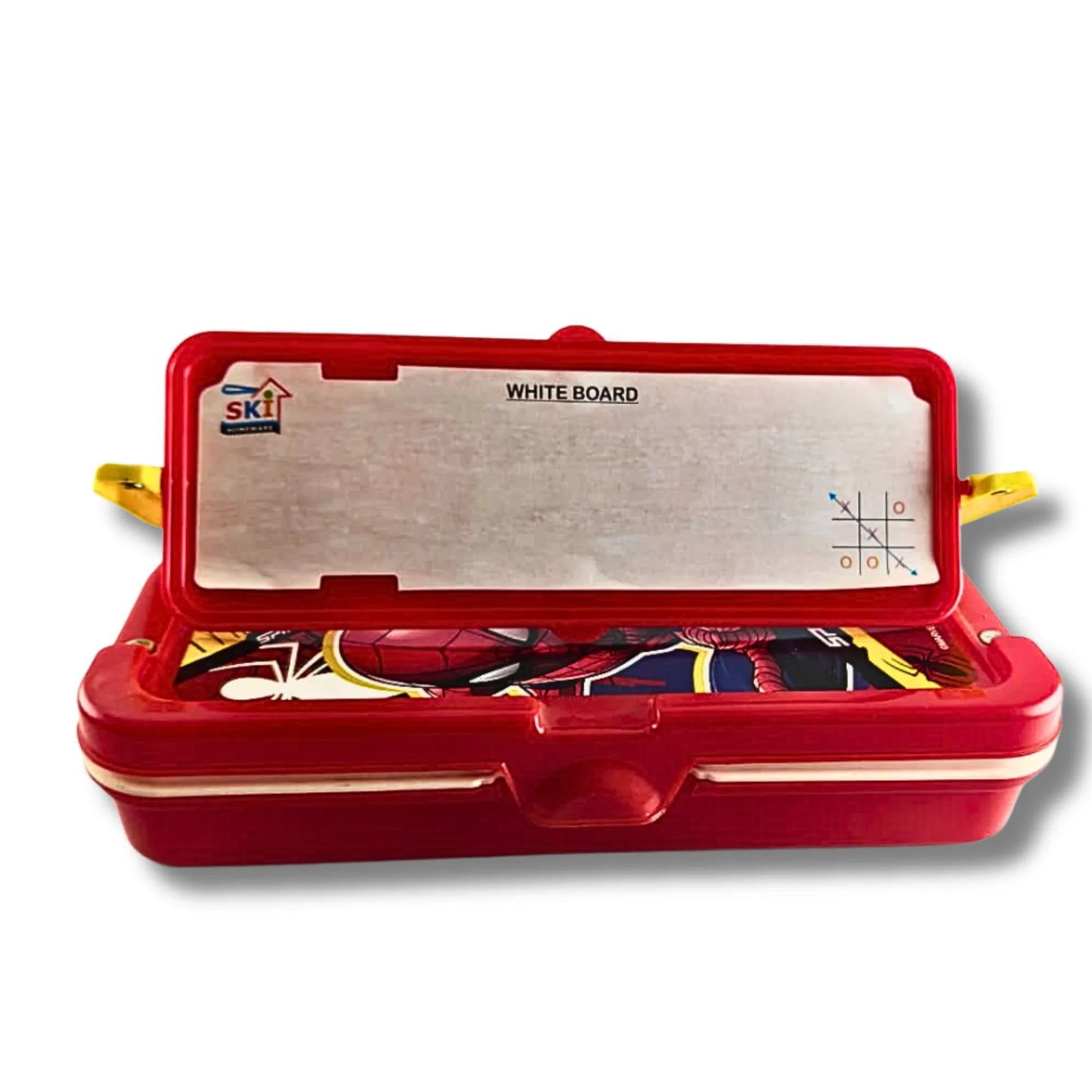Spider-Man Pencil Box with Whiteboard & Organizer Tray | Marvel Superhero School Pencil Case for Kids | Multi-Compartment Stationery Storage Box