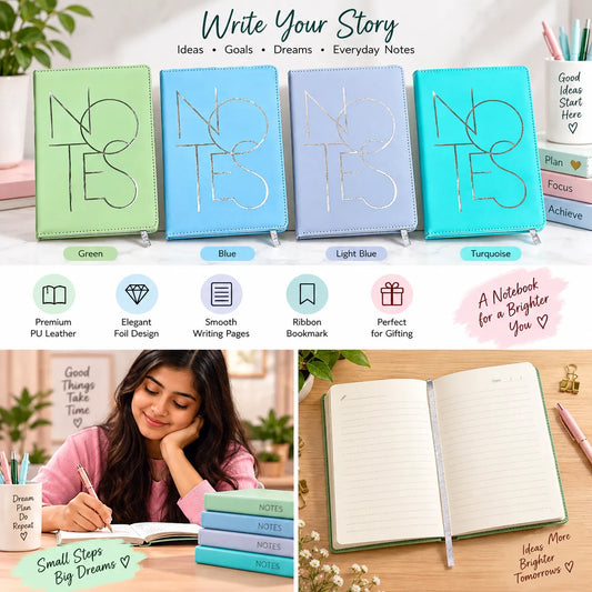 Stylish Lined Notebook with Ribbon Bookmark | Geometric Diary