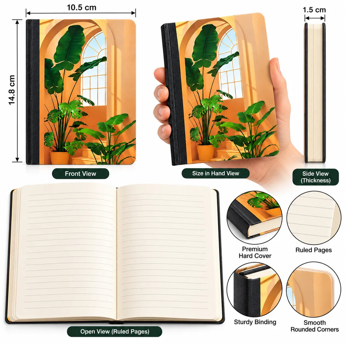 Sunlit Archway & Green Plants Design - Soft Cover Notebook