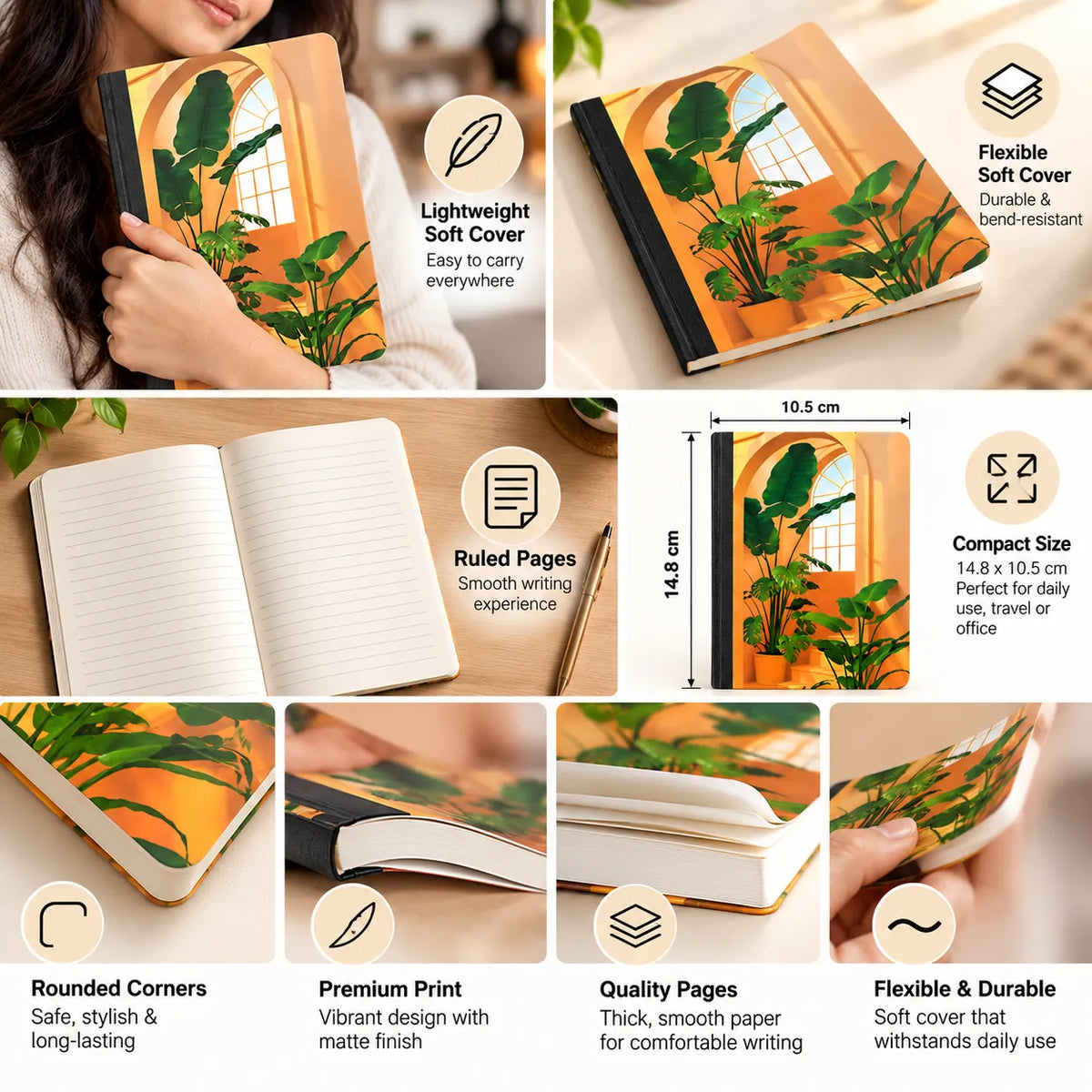 Sunlit Archway & Green Plants Design - Soft Cover Notebook