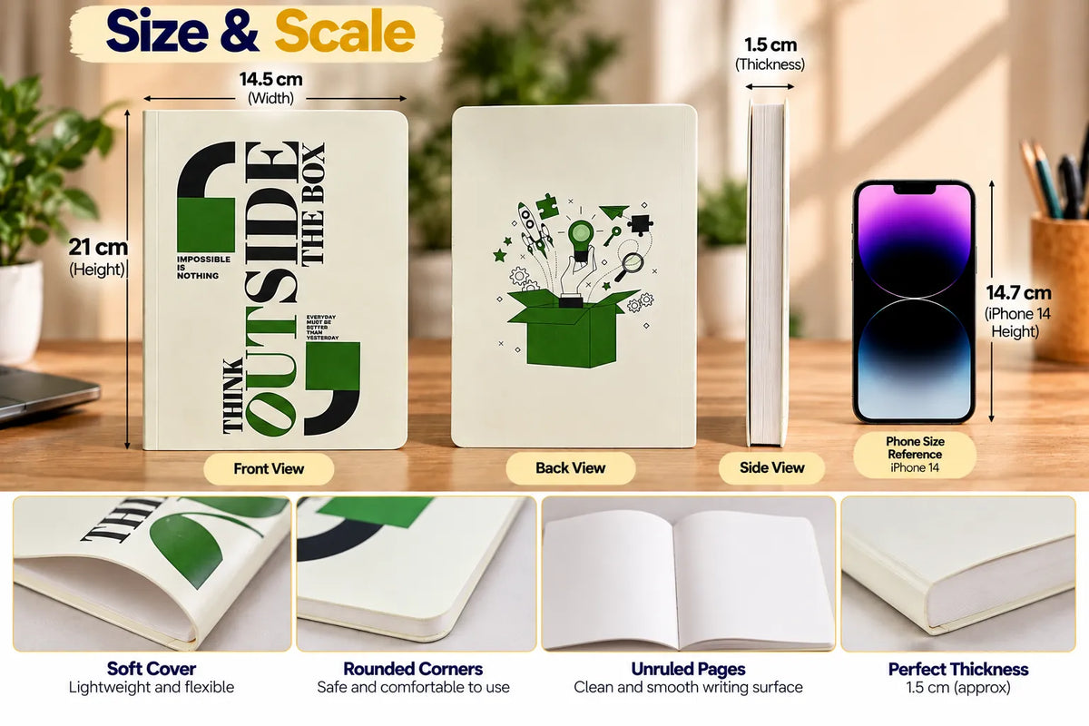 Think Outside The Box Soft Cover Unruled Diary – 21 × 14.5 cm