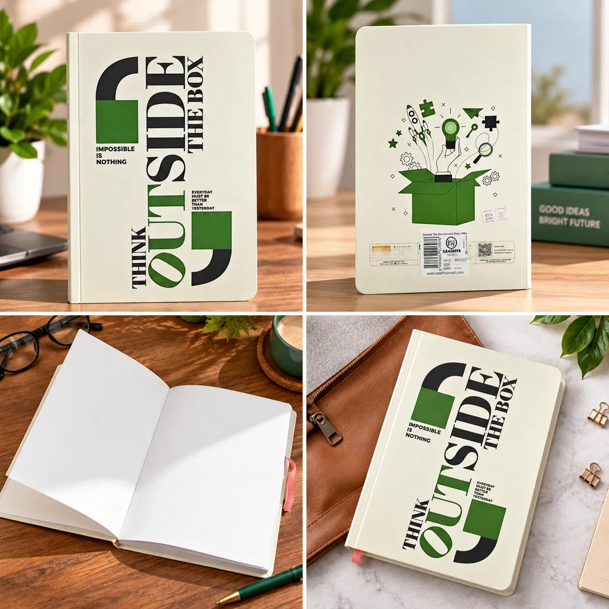 Think Outside The Box Soft Cover Unruled Diary – 21 × 14.5 cm