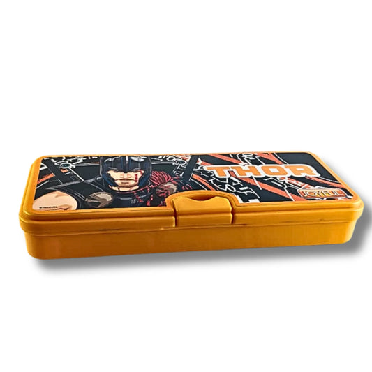 Thor Plastic Pencil Box for Kids | Double Storage Pencil Case with Inner Tray | Marvel Superhero Stationery Box for School Students