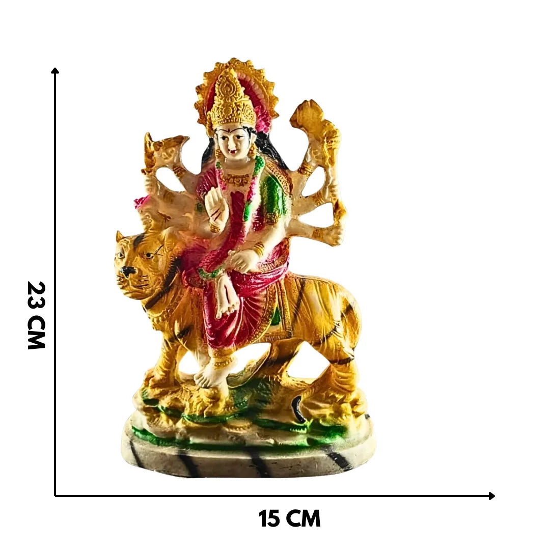 Traditional Maa Durga Murti – 23 cm | Multicolor Durga Idol with Tiger for Home Temple & Décor