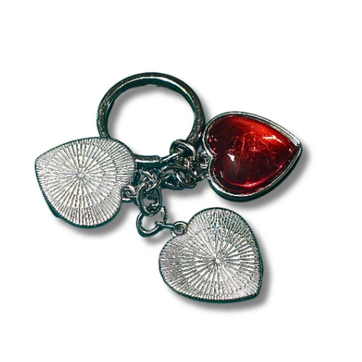 Triple Heart Keychain | Red Heart Metal Key Ring
