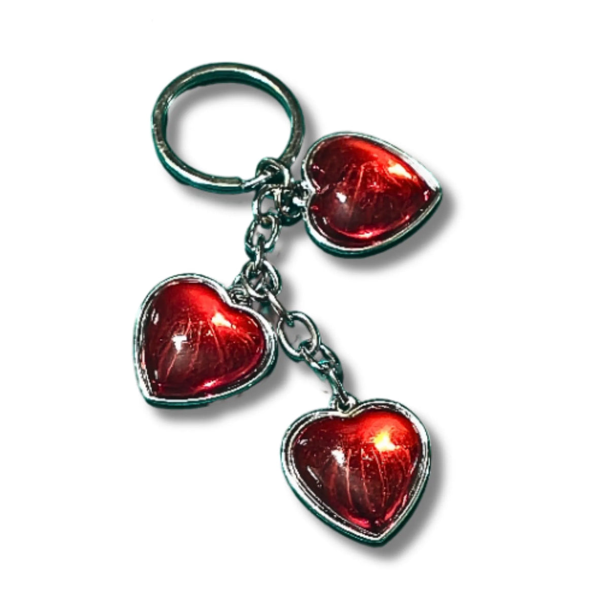 Triple Heart Keychain | Red Heart Metal Key Ring