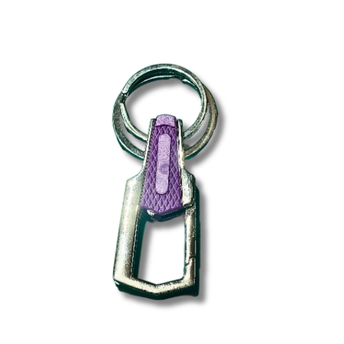 VeloGrip Metal Clip Keychain with Purple Grip