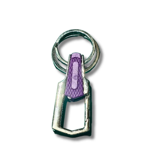 VeloGrip Metal Clip Keychain with Purple Grip