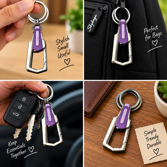 VeloGrip Metal Clip Keychain with Purple Grip