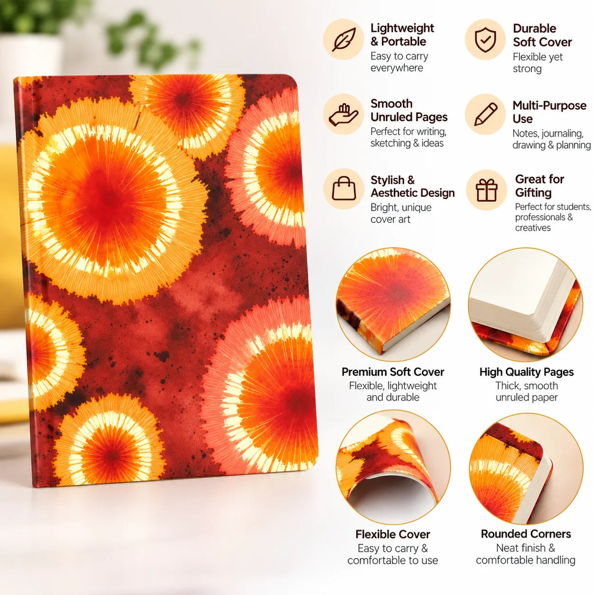 Vibrant Abstract Floral Burst Notebook