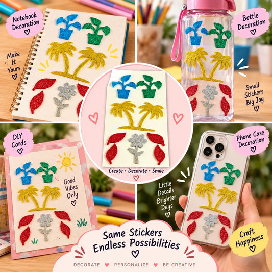 Flower Glitter Stickers | Multi-Color Decorative Stickers