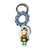 White-Haired Anime Ninja Character Keychain with Purple Beaded Loop