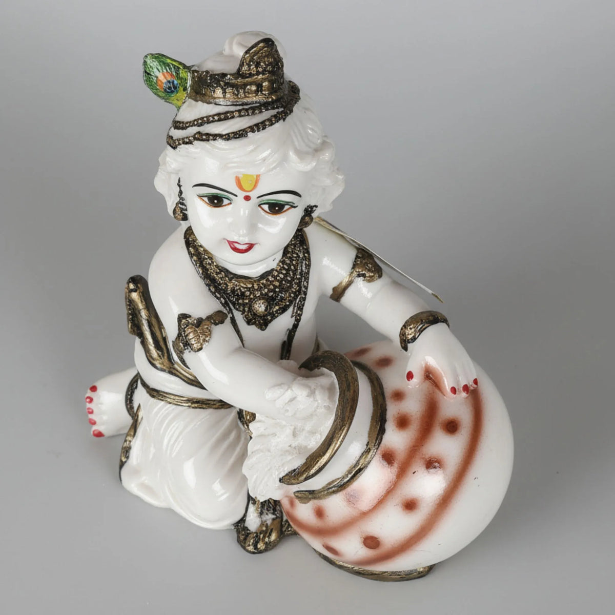 White Makhan Chor Krishna Idol – Decorative Laddu Gopal Murti