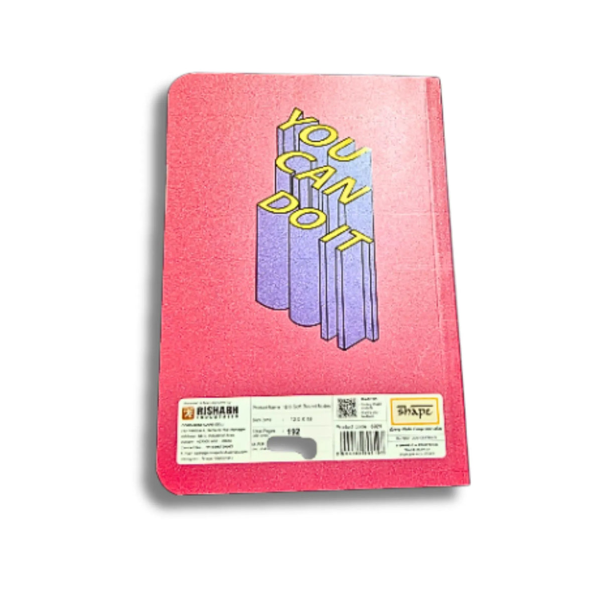 YOU CAN DO IT” Pink 3D Typography Ruled Notebook
