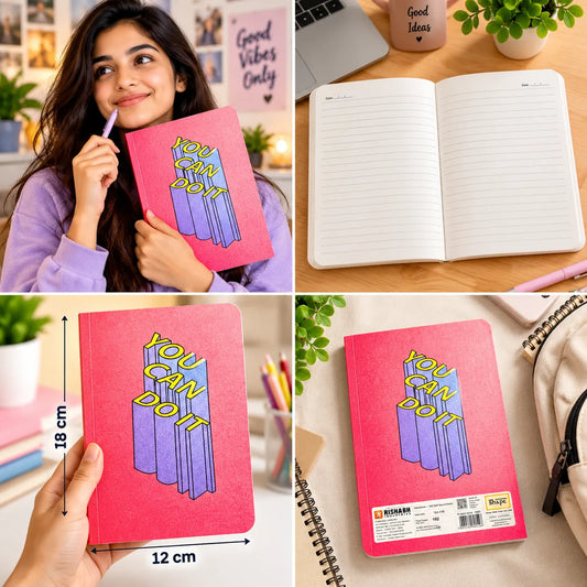 YOU CAN DO IT” Pink 3D Typography Ruled Notebook