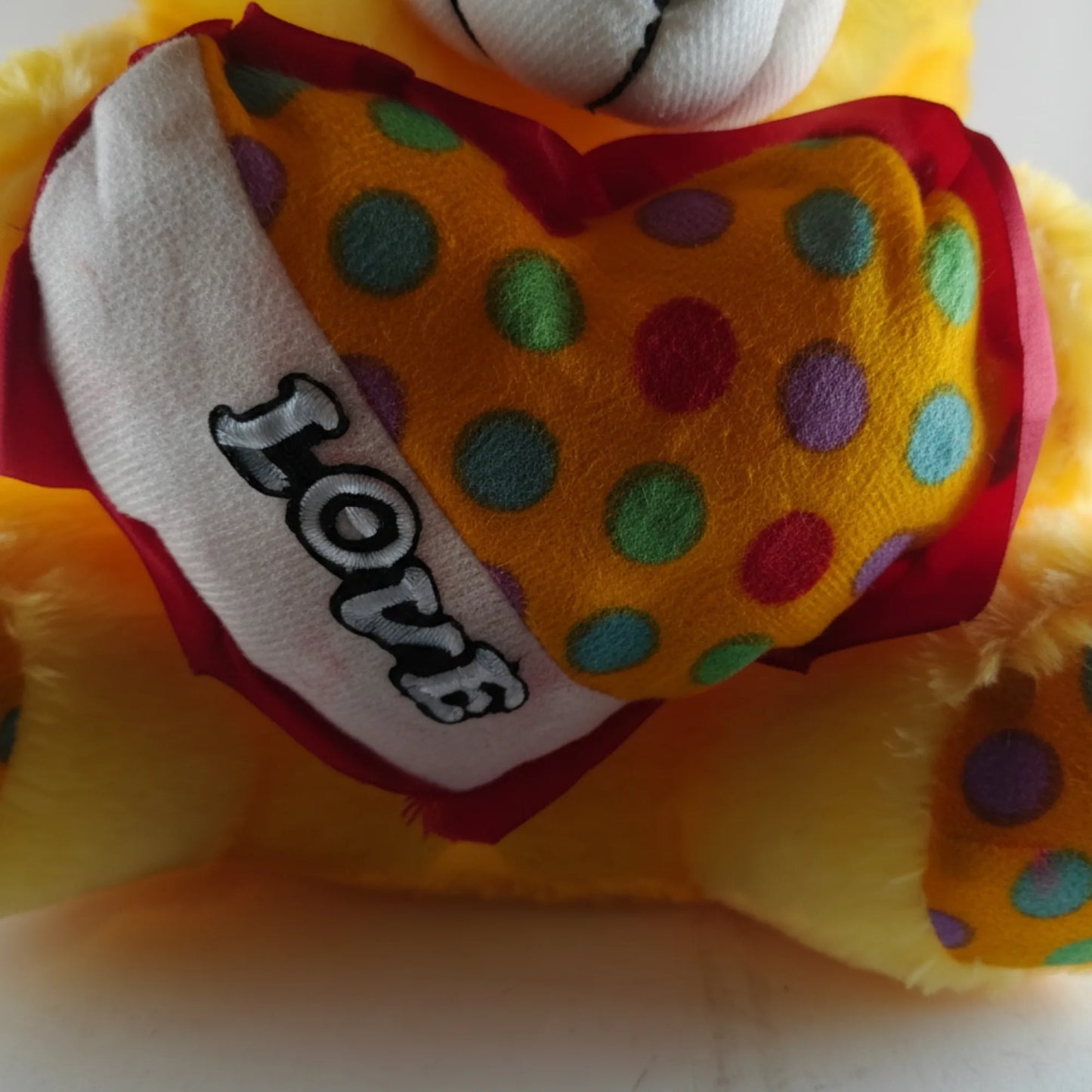 Yellow Teddy Bear with Polka Dot Hat & Heart Cushion | Cute Soft Plush Teddy Bear Toy for Kids, Girls & Gifting