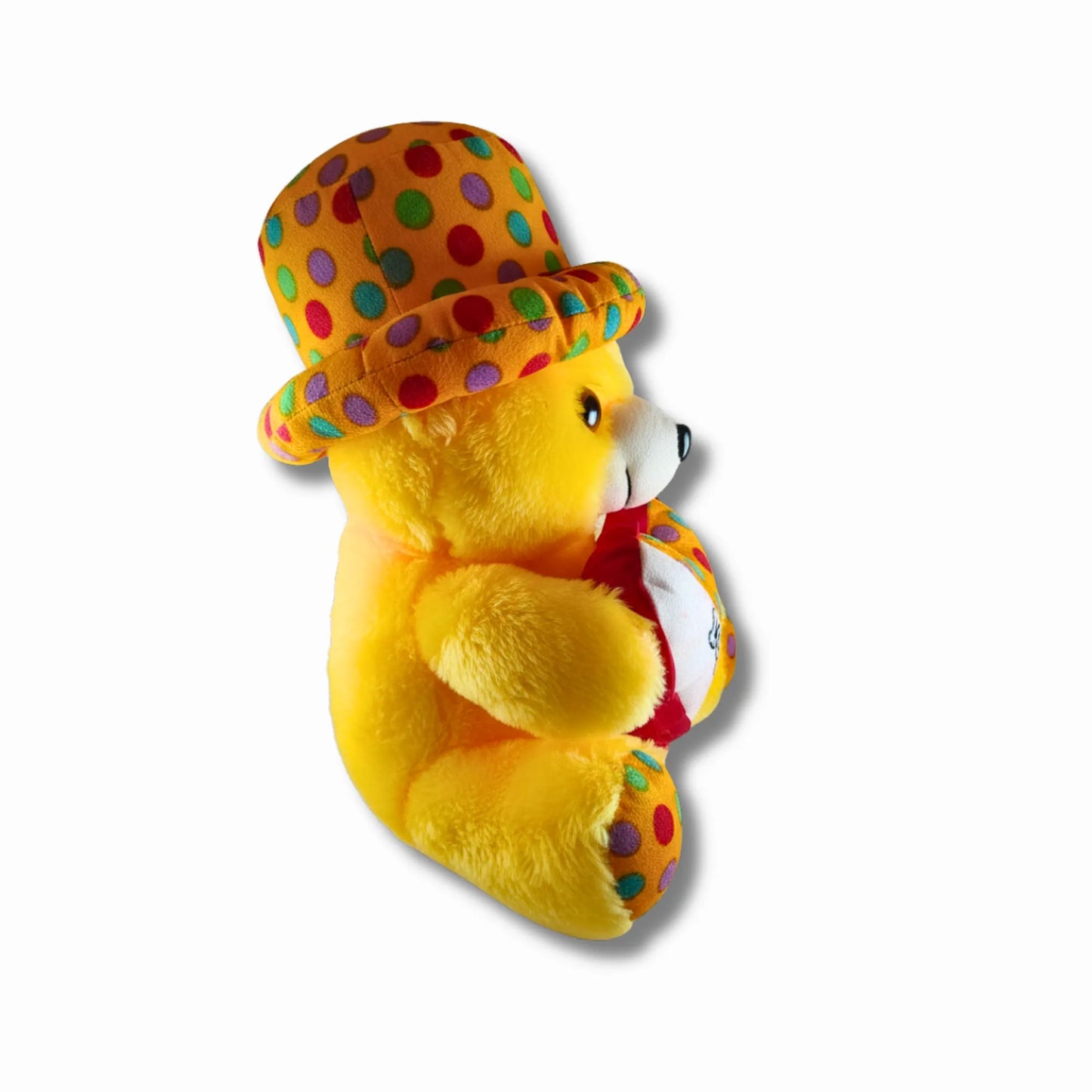 Yellow Teddy Bear with Polka Dot Hat & Heart Cushion | Cute Soft Plush Teddy Bear Toy for Kids, Girls & Gifting