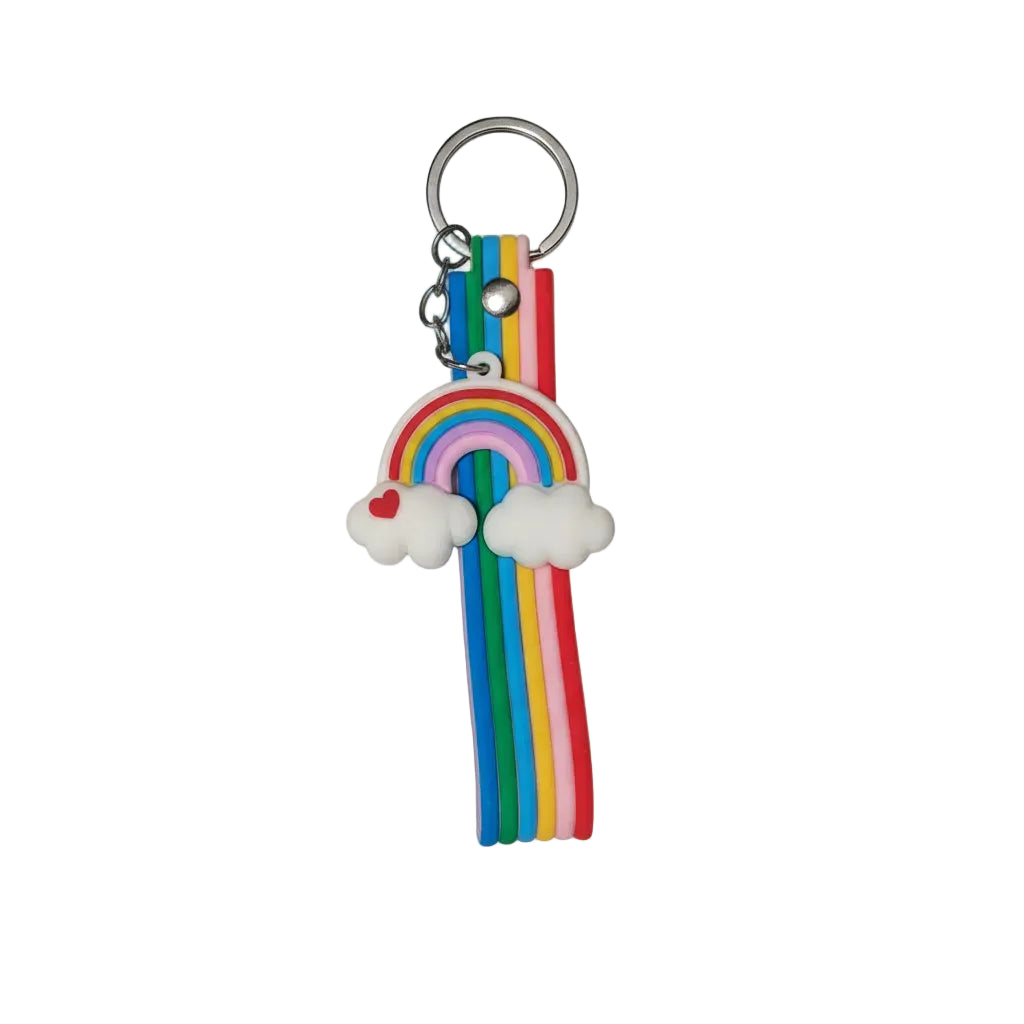Keychain with rainbow design on a white background
