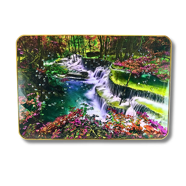Zenith of Peace 3D Waterfall Wall Art – Premium Forest Nature Scenery with Crystal & Glitter Work (45x30 cm)