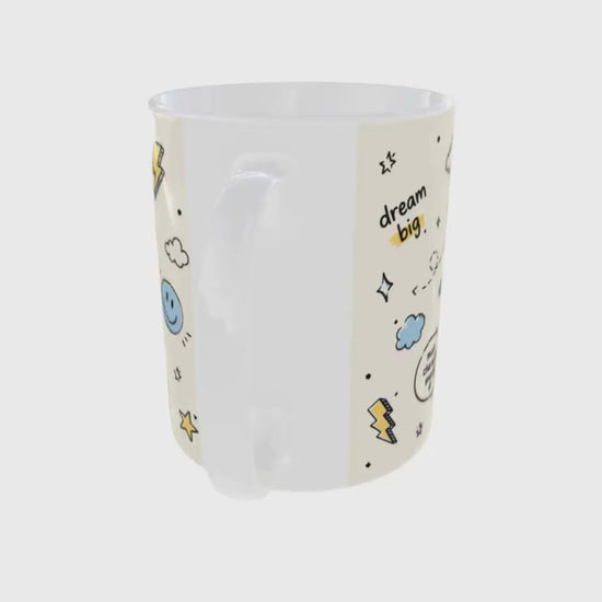 "Delulu Is The Solulu" quote with manifestation-themed artwork Mug